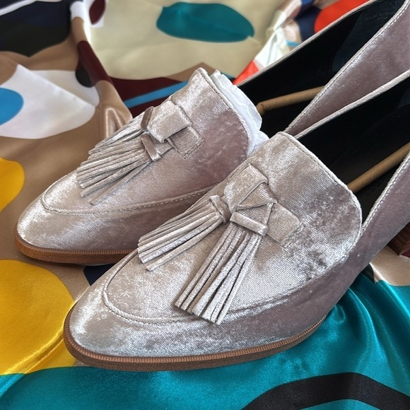 Brand New Rebecca Minkoff Edie Velvet Tassel Loafers Stacked Heel Slip On Shoes - Picture 16 of 16